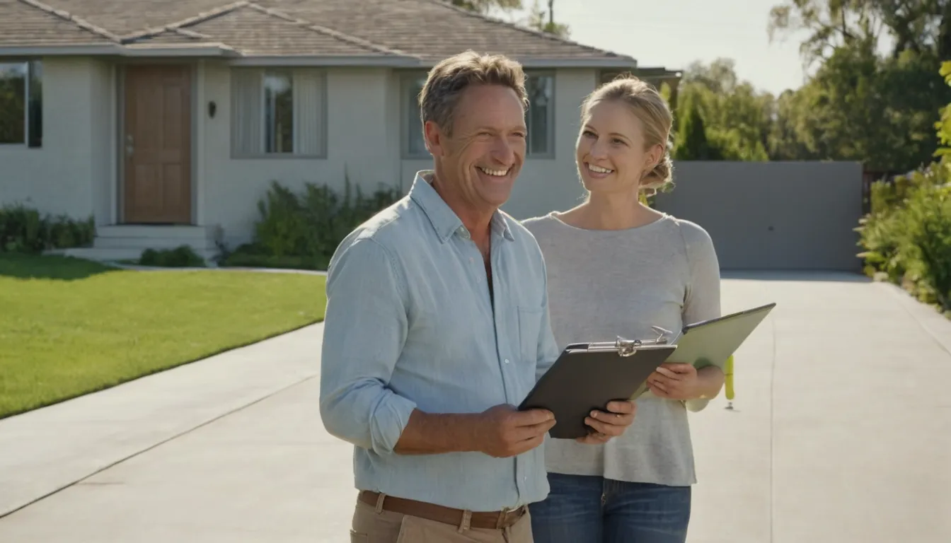 A homeowner reviewing a written concrete quote with a local provider